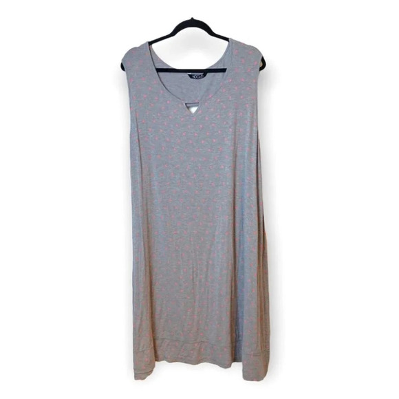 ti Voglio Grey &  Pink Stars Sleeveless Night Dress - Picture 1 of 11